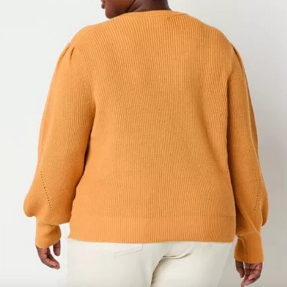 Liz Claiborne Plus Womens V Neck Long Sleeve Pullover Sweater, Honey size 3X NEW - Picture 2 of 2